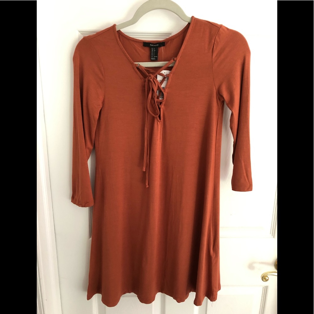 Burnt orange spring or fall dress